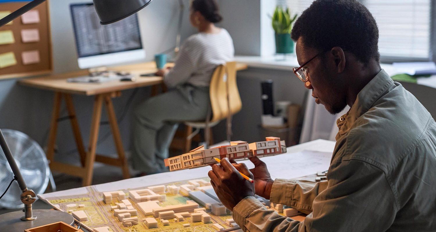 man working with 3d model